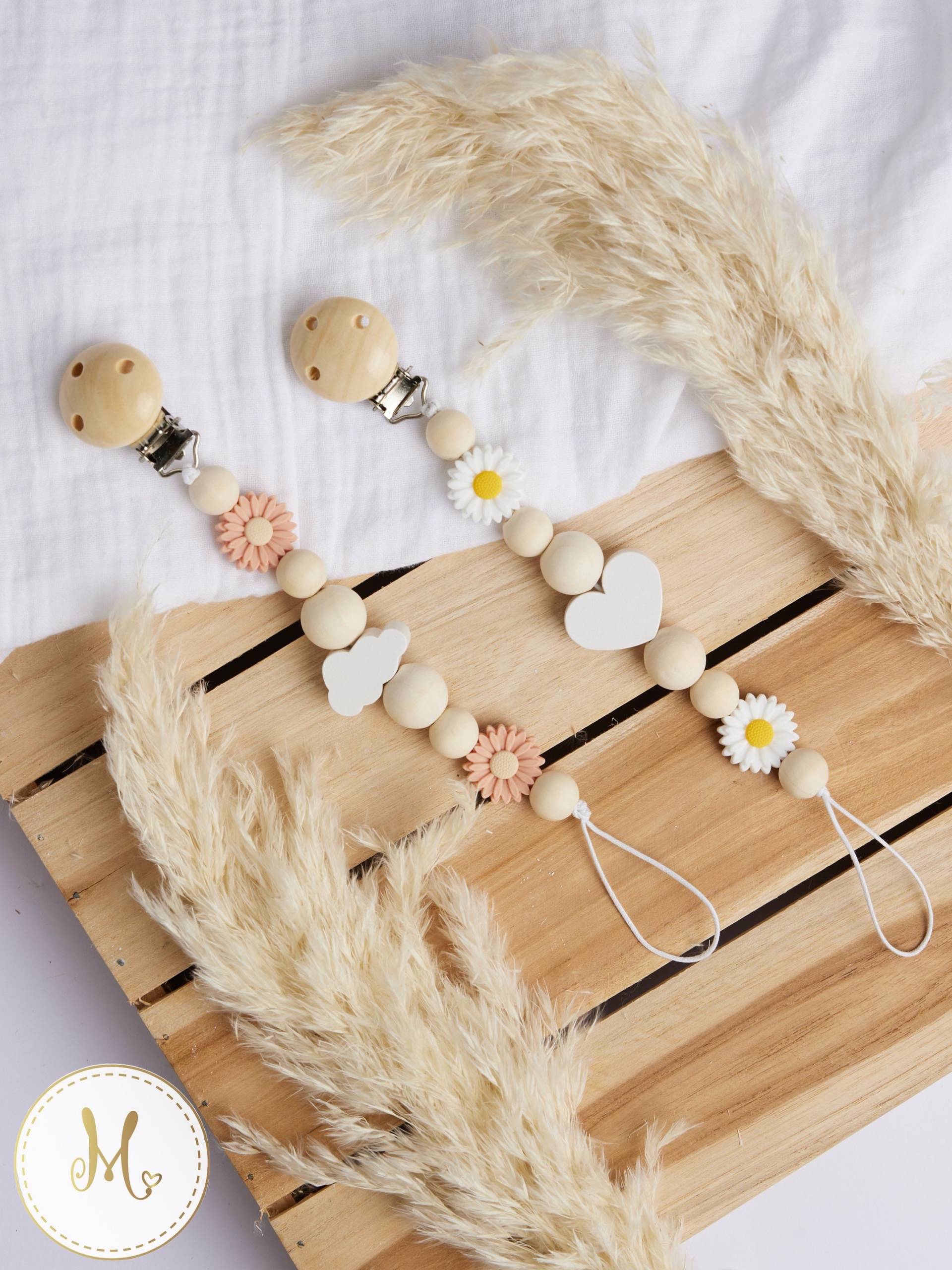 Schnullerkette Aus Holz Personalisiert Blumen Schnuller Baby Geburt Geschenk Geschenkidee Gänseblümchen Wolke Herz von Etsy - Maerchenwunder