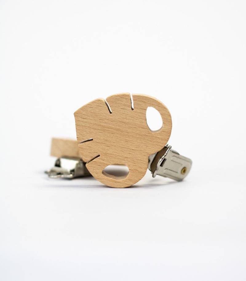 Schnullerclip "Blatt" Aus Buchenholz von Etsy - MahinaMakramee