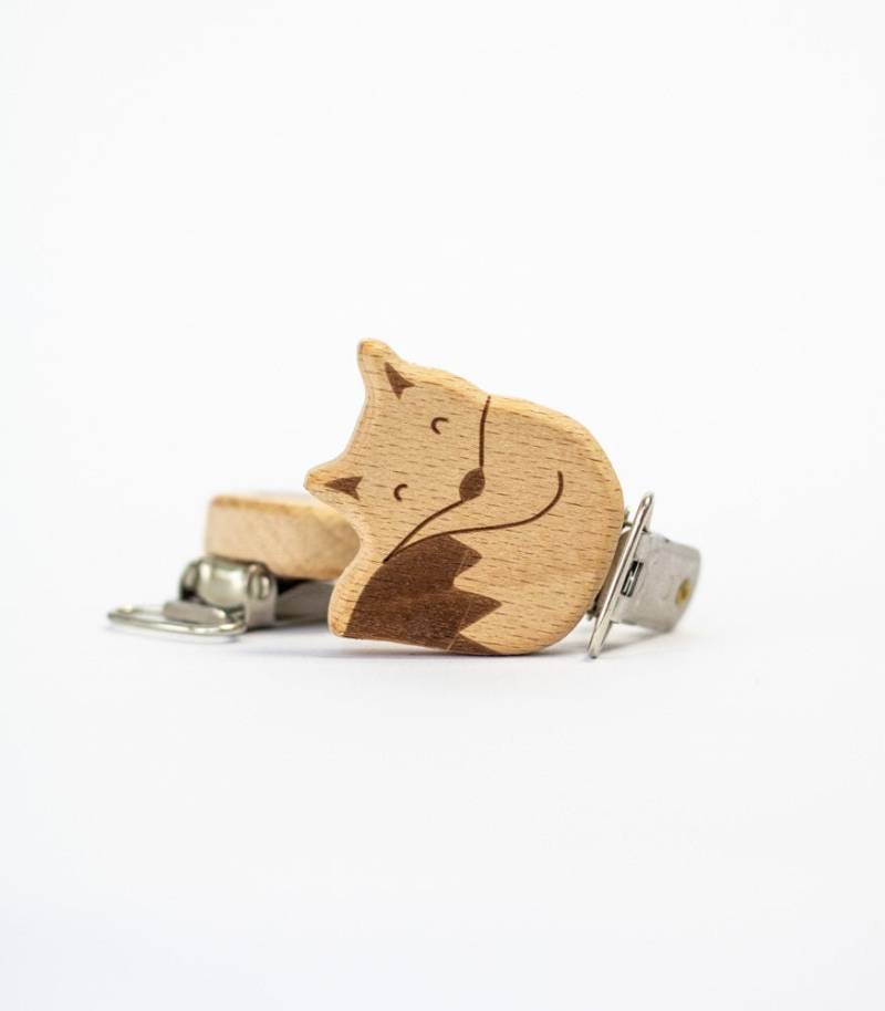 Schnullerclip "Fox" Aus Buchenholz von Etsy - MahinaMakramee