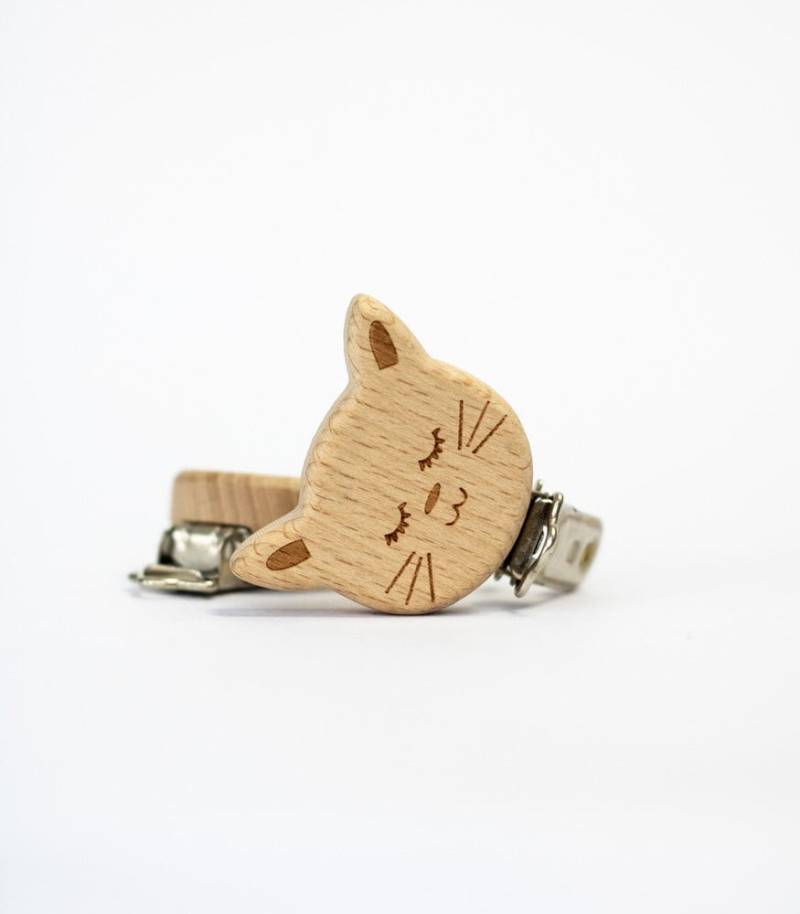 Schnullerclip "Katze" Aus Buchenholz von Etsy - MahinaMakramee