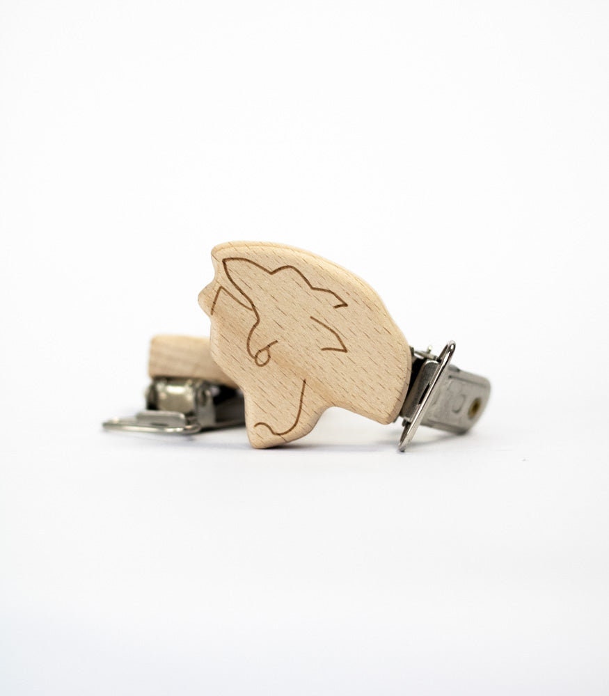 Schnullerclip "Wolf" Aus Buchenholz von Etsy - MahinaMakramee