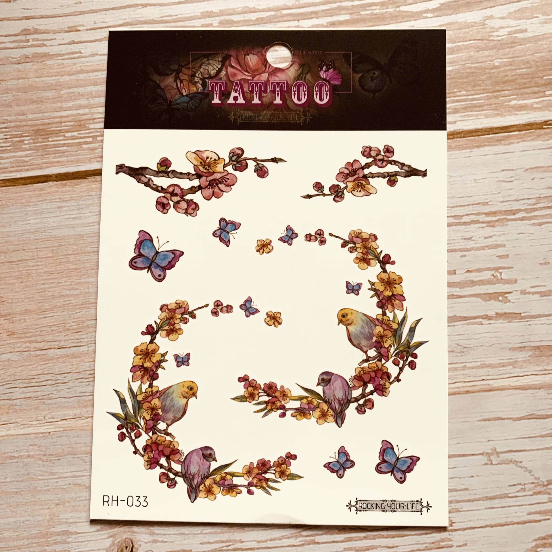 Temporäre Tattoo Sticker | Blume Vogel Schmetterling von Etsy - MakanaForKids