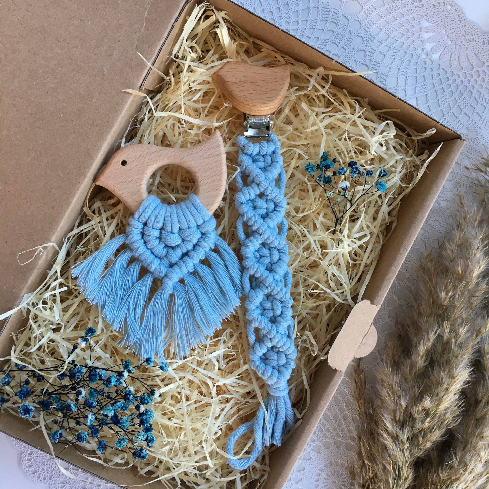 Schnullerkette Beißring Set Makramee - Vogel Schnullerkette Beißring Set Makramee - Vogel von Etsy - MakrameGeschenkeCo