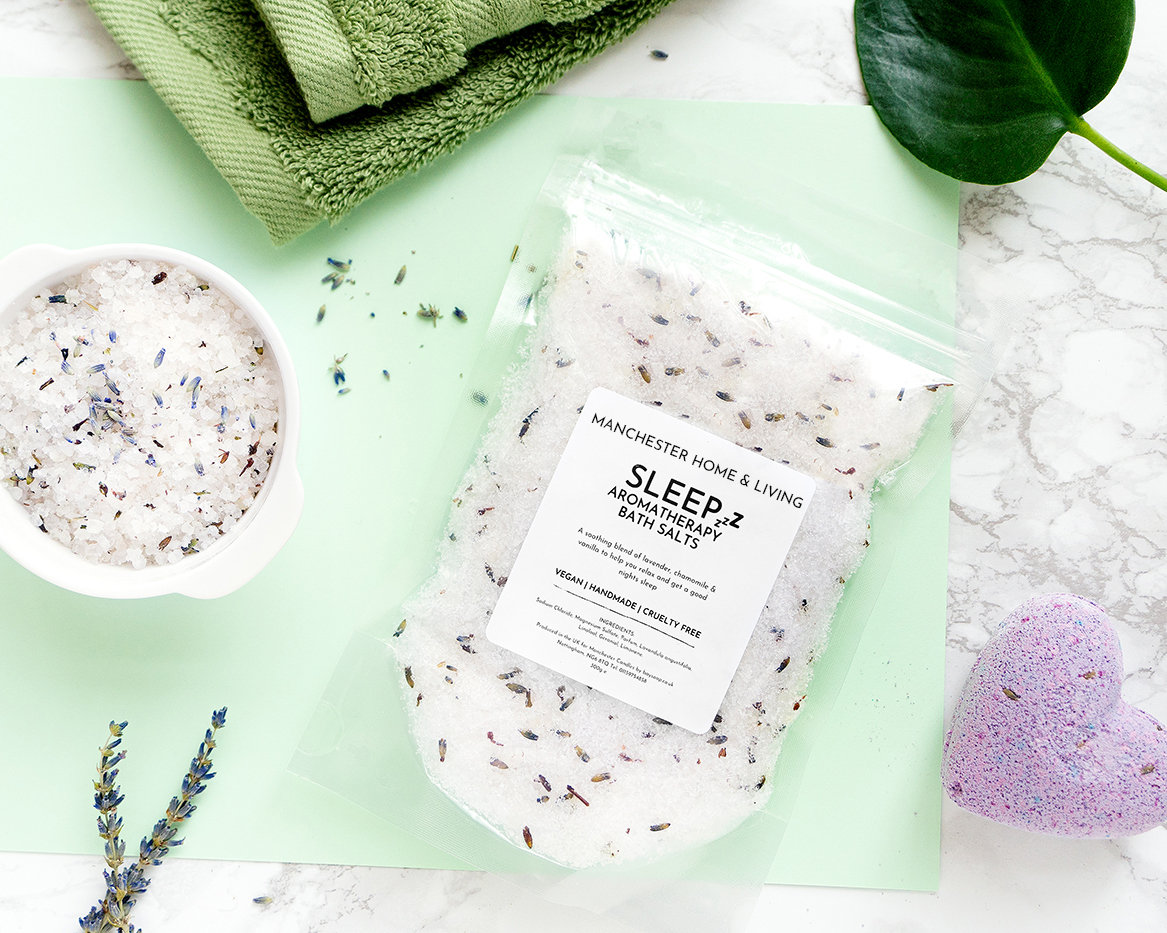 Lavendel Epsom Badesalz | Aromatherapie Schlafbadesalz Wellness-Self-Care-Geschenk Totes Meer Salz Geschenk Set Schlaf Himalaya von Etsy - ManchesterHomeLiving