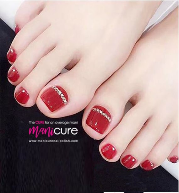 Red Bling, Pedicure Echte Nagellackstreifen, Trockener Nagellack, Nagelwickel, Aufkleber, Langlebig, Ungiftig von Etsy - ManicureNailPolish