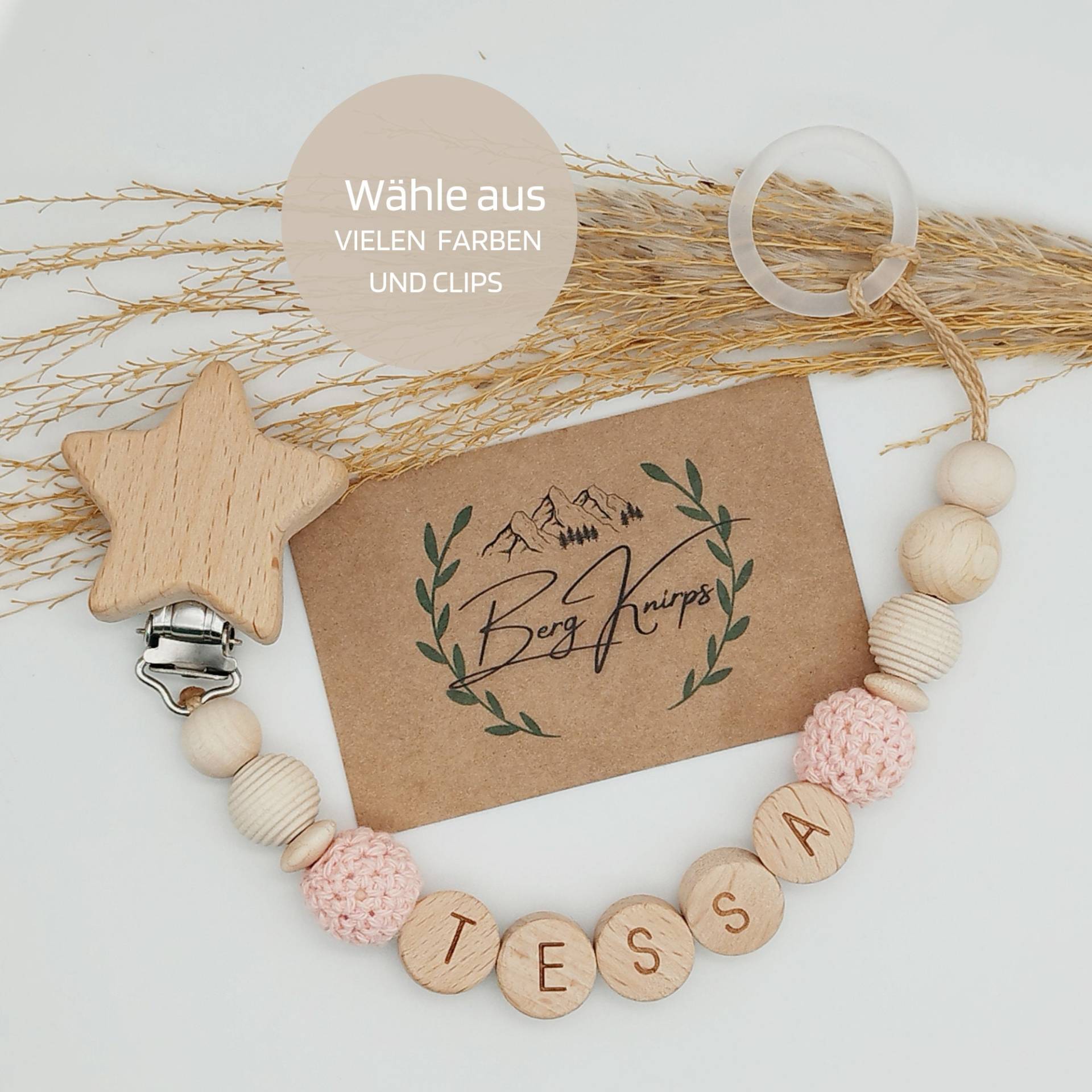 Schnullerkette Mit Namen Mädchen Oder Junge Als Babygeschenk Zur Geburt Personalisiert von Etsy - ManufakturBergKnirps