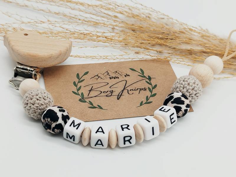 Schnullerkette Mit Namen Personalisiert Mädchen | Babygeschenk Zur Geburt Leoprint von Etsy - ManufakturBergKnirps