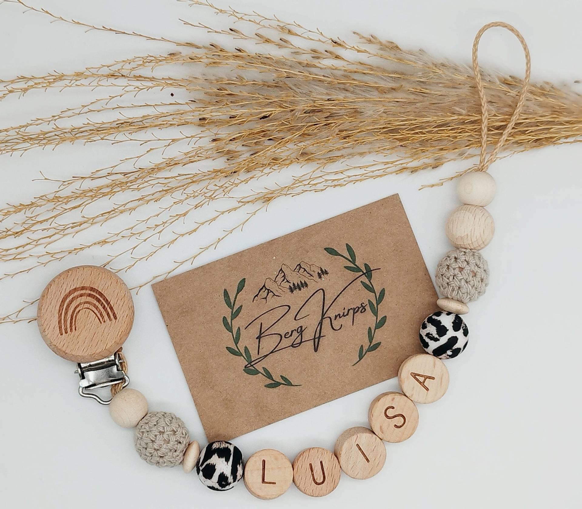 Schnullerkette Mit Namen Personalisiert Mädchen Leoprint von Etsy - ManufakturBergKnirps