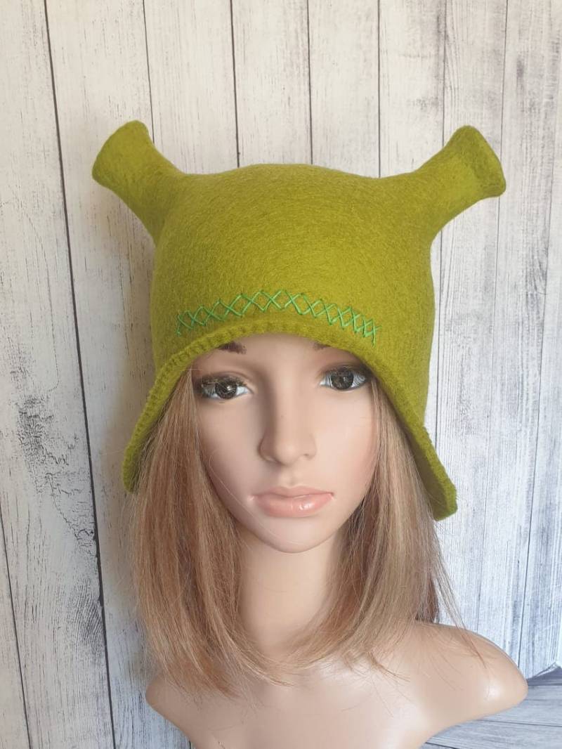 Hut Shrek. Unisex Wollmützen. Filzhut. Lustige Mütze. Präsent. Saunamütze. Naturwolle. Schreibe Auf Welche Farbe Du Möchtest von Etsy - MariEcoLV