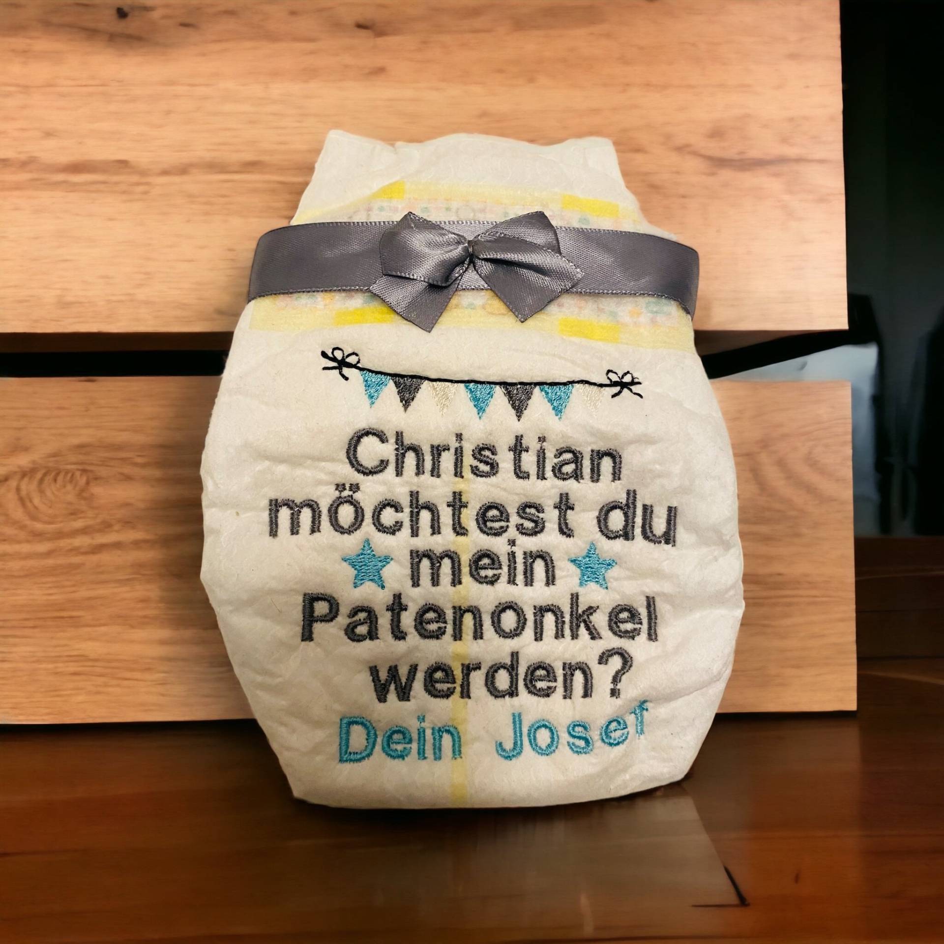 Unikat Bestickte Windel Wimpelkette Stern Patentante-/Onkel Besonderer Anlass Geburt Baby Geschenk Individuell Mädchen Junge Personalisiert von Etsy - MariasStickNaehwelt