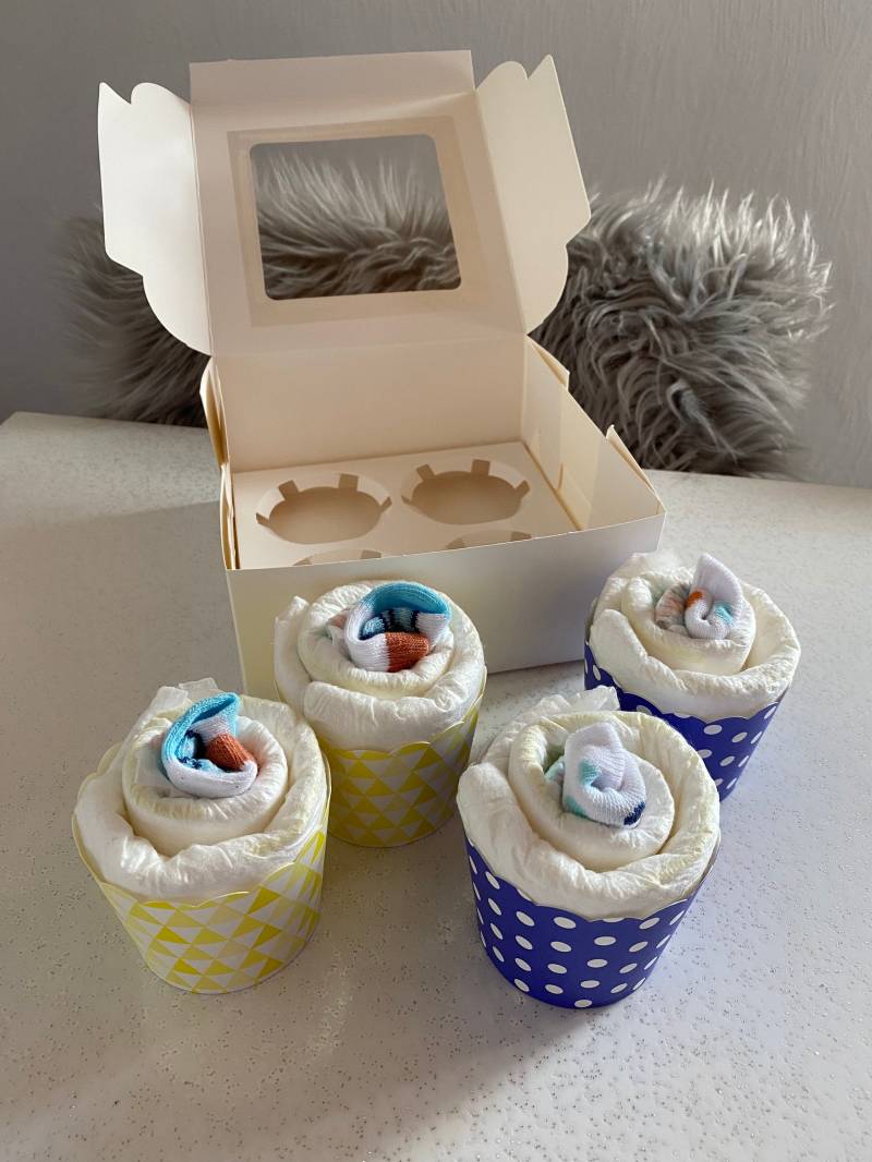 Windelcupcake 4Er Box | Junge Mädchen Zur Geburt Taufe von Etsy - MartinasBastelei