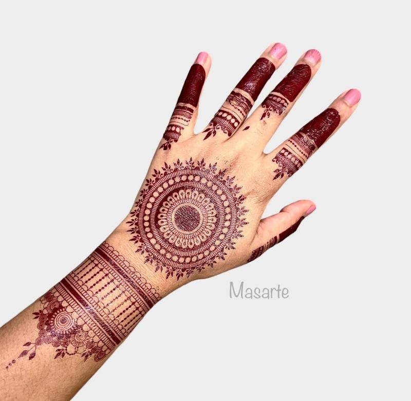 Sofortiger Henna-Tattoo-Aufkleber | Wasserfest Roter Künstlicher Mehendi Aufkleber Kompliziertes Hochzeitsdesign Mehndi von Etsy - MasarteUS