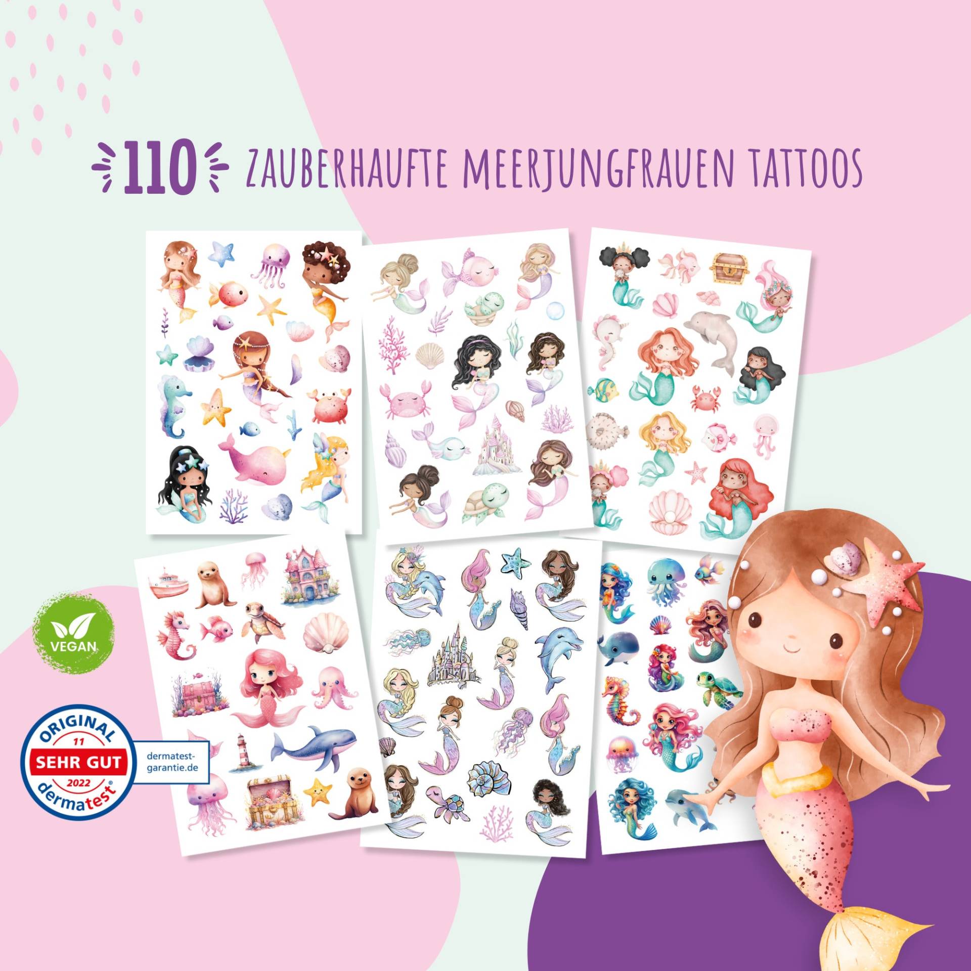 110 Hautfreundliche Hauttattoos Für Kinder, Meerjungfrauen Tattoos, Geschenk Mädchen, Mitgebsel Kindergeburtstag | Meerjungfrauen von Etsy - MeinBaby123Shop