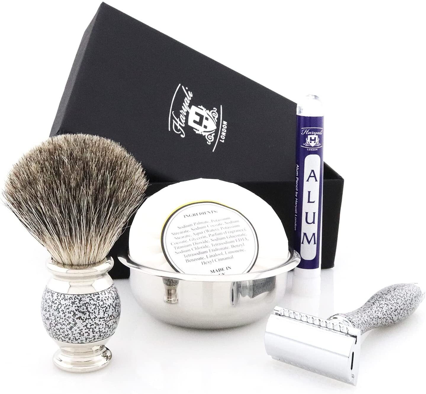 Rasierset, Nassrasierer Doppelkante Rasierhobel, Super Dachshaar Rasierpinsel, Rasierschale Und Rasierseife, Antik-Silber, Shaving Kit von Etsy - MeinShaving