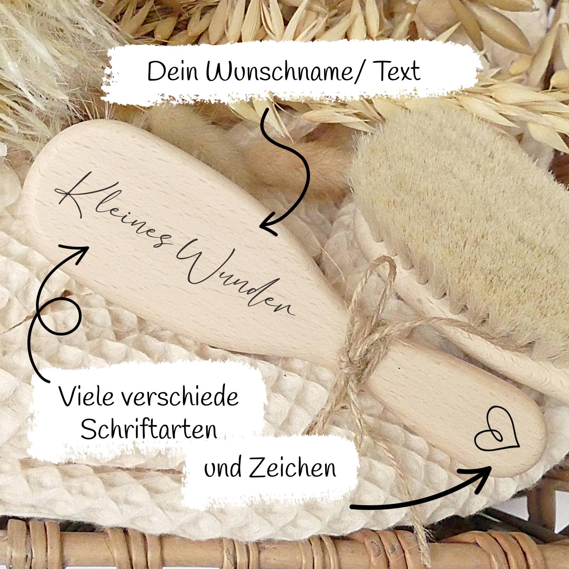 Personalisierte Babyhaarbürste, Bürste Für Babys, Ziegenhaar, Holzbürste, Geschenk Zur Geburt, Fsc-Zertifiziertes Holz, Taufgeschenk von Etsy - MiaMaralina