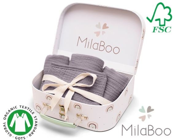 Milaboo® Lätzchen Baby Geschenk Zur Geburt in Grau I 100% Bio-Baumwolle Gots-Zertifiziert Erstausstattung Inkl. - Handtuch von Etsy - MilaBooDE