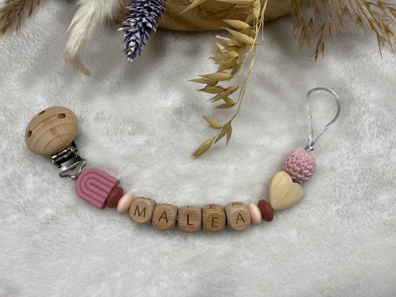 Schnullerkette | Rosa Personalisiert Mädchen Geburtsgeschenk Mit Namen Einzigartiges Geschenk Babygeschenk von Etsy - MindfulWallDesigns