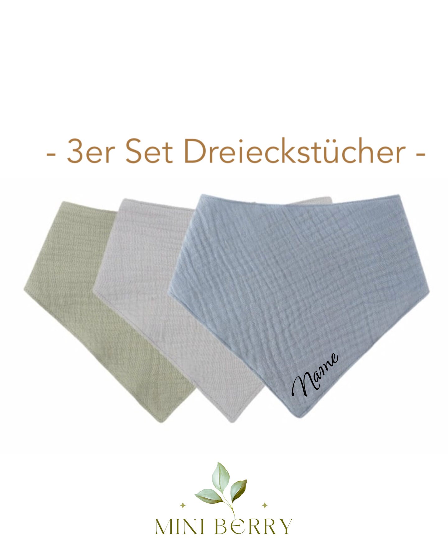 Dreieckstuch 3Er Set Baby Und Kleinkind Halstuch Spucktuch Musselintuch Mulltuch Lätzchen Baumwolle Musselin Geschenk Geburt Taufe von Etsy - MiniBerryDe