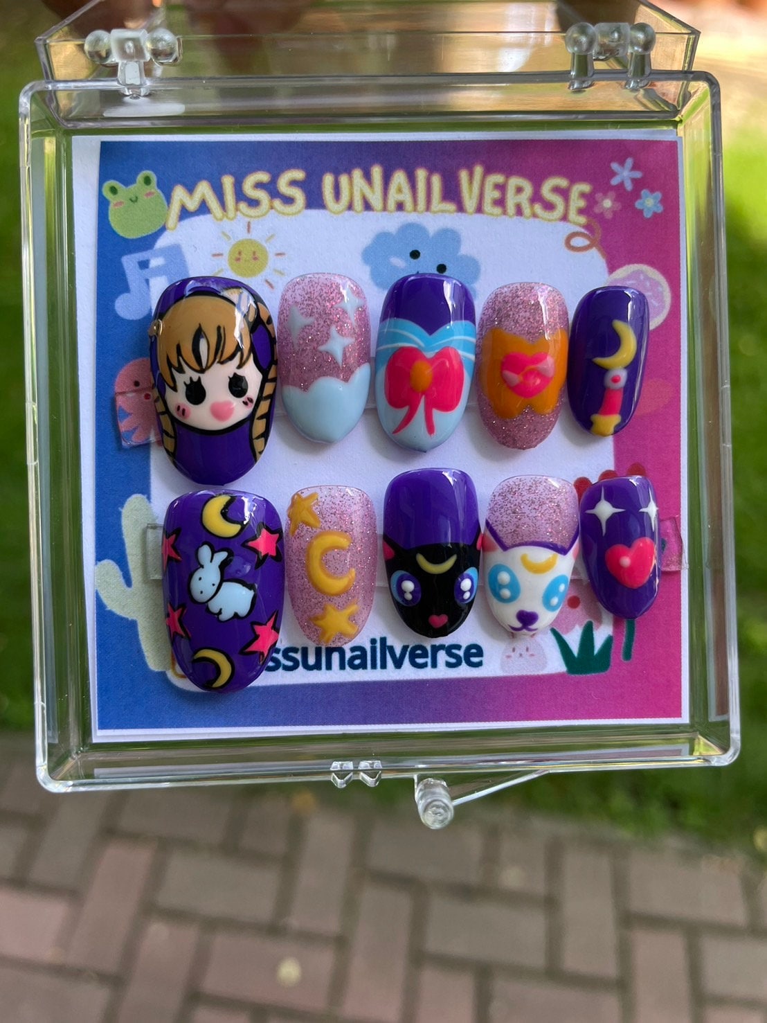 Press On Nails, Gel Nägel, Glänzende Asiatisch, Handgemacht, Sailor Moon, Pink, Kleber-Nägel, Sticker Moon Set | Größe S M L von Etsy - MissUnailverse