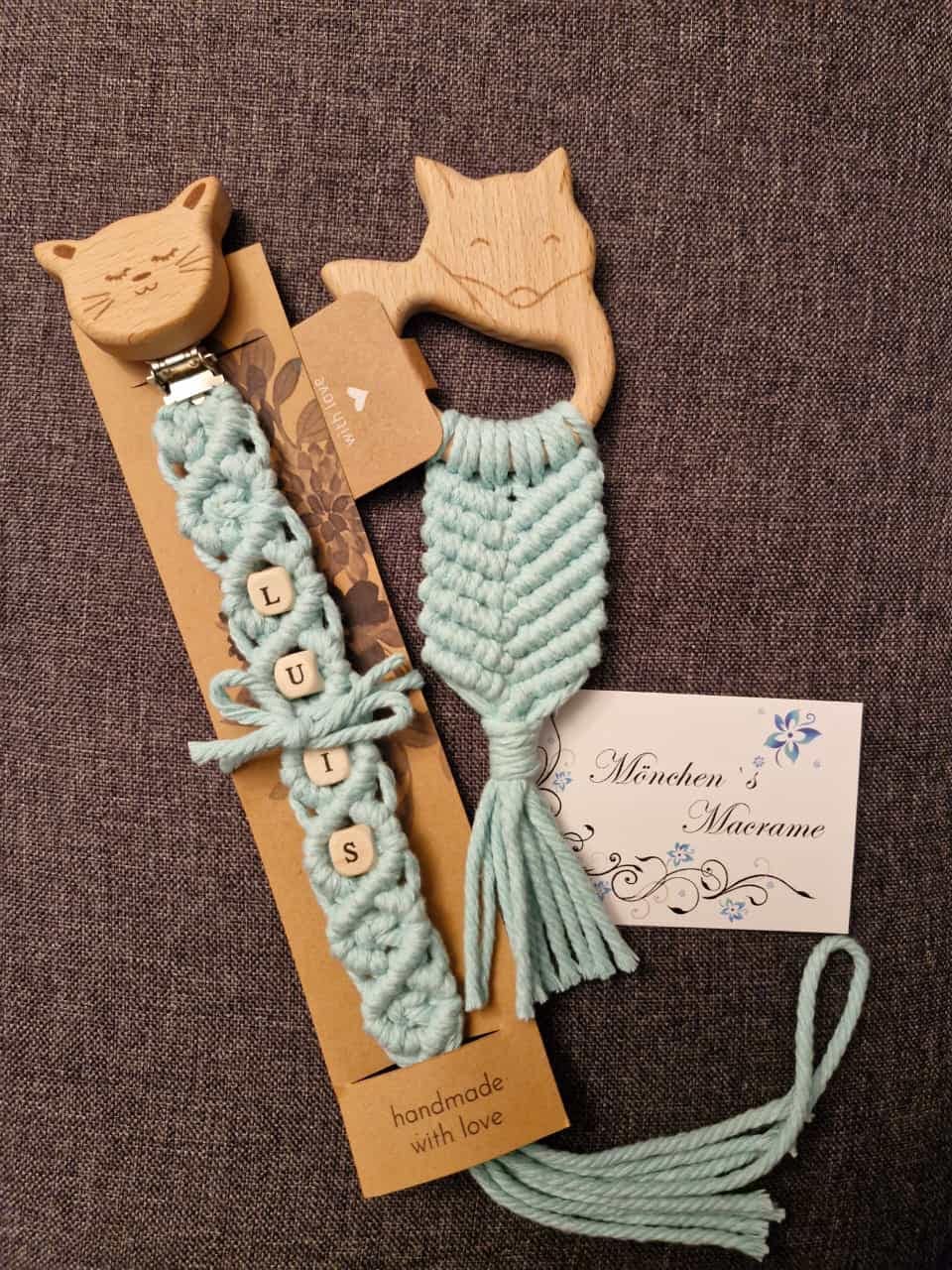 Schnullerkette Mit Clip - Geschenk Baby Makramee Hangemacht Gegknüpft Personalisierung Verschiedenen Farben Und Muster von Etsy - MoenchensMacrame