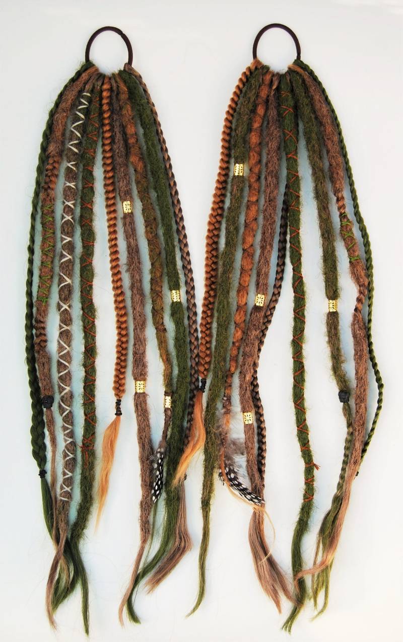 Dreads Am Haarband | Dreadlocks Häkeln Kunststoff-Set Waldhexe Grün Braun Fee Hippie Natur von Etsy - MokoshDreads