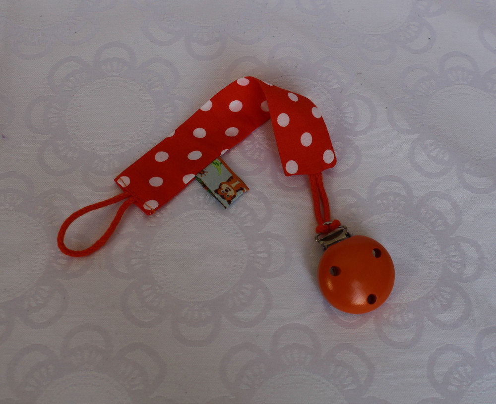 Schnullerband, Schnullerkette Aus Stoff - Große Punkte Orange von Etsy - MonasNaehwelt