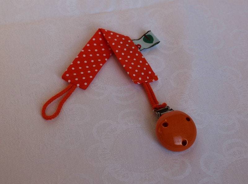 Schnullerband, Schnullerkette Aus Stoff - Kleine Punkte Orange von Etsy - MonasNaehwelt