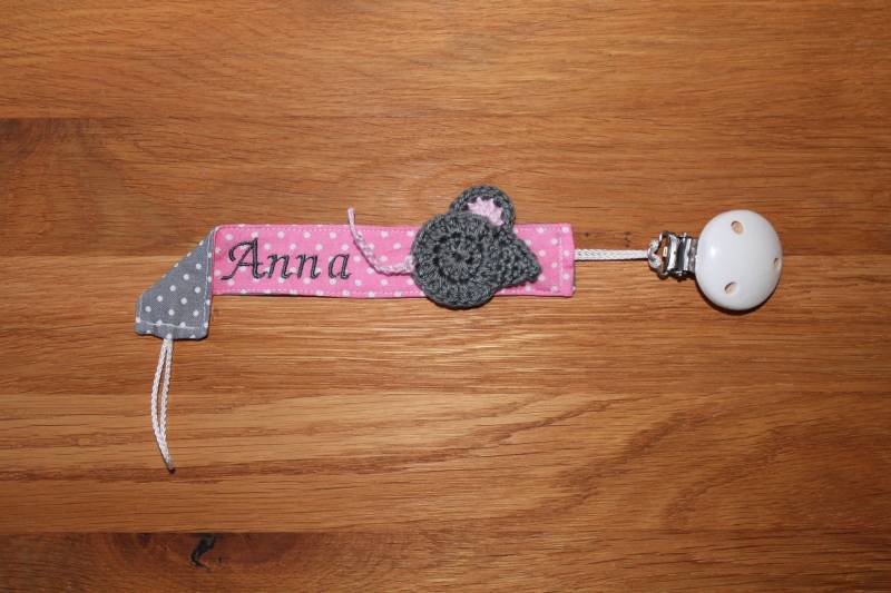 Schnullerband Rosa Grau Maus Mit Namen Personalisiert/Schnullerhalter Schnullerkette Geschenk Zur Geburt von Etsy - Monemy