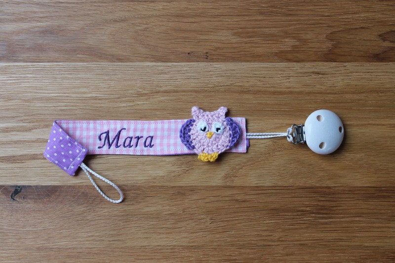 Schnullerband Rosa Lila Eule Mit Namen Personalisiert/Schnullerhalter Schnullerkette Geschenk Zur Geburt von Etsy - Monemy