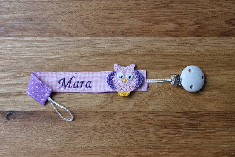 Schnullerband Rosa Lila Eule Mit Namen Personalisiert/Schnullerhalter Schnullerkette Geschenk Zur Geburt von Etsy - Monemy