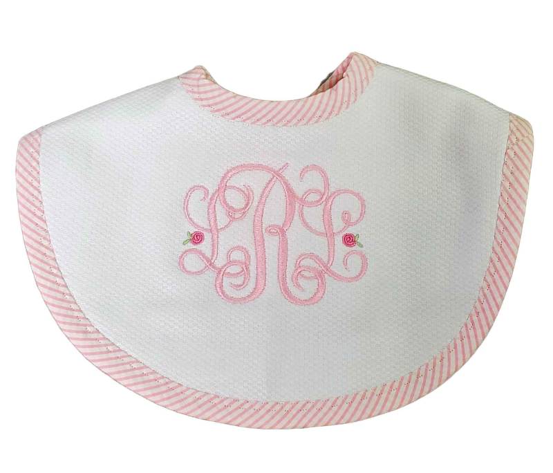 Rosen-Rahmen-Baby-Monogramm-Lätzchen, Monogramm-Baby-Girl Lätzchen, Mädchen-Babypartygeschenk von Etsy - MonogramElegance