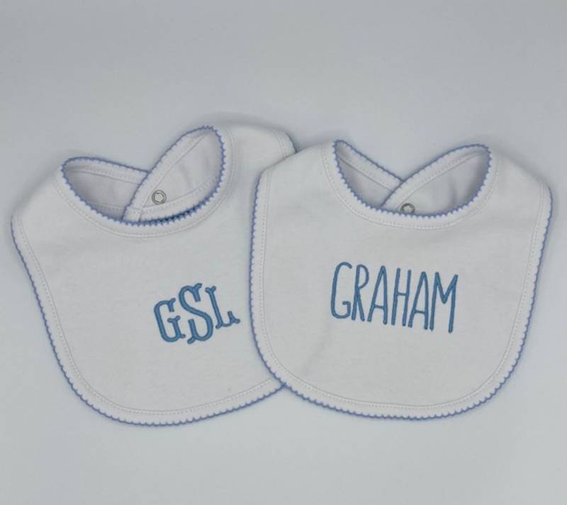 Personalisierte Picot Getrimmt Baby Lätzchen von Etsy - MoonGardenDesign