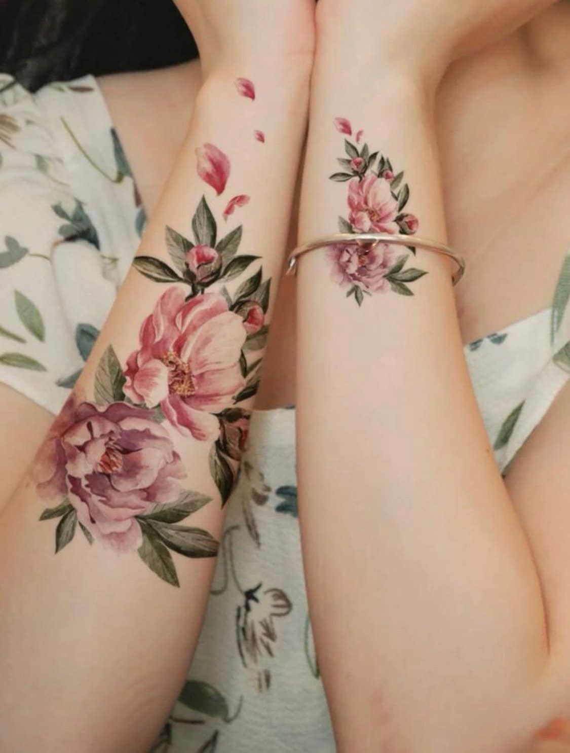 Vintage Boho Blumengesteck Temporäre Tattoo Für Damen Herren Unisex - Pfingstrose, Rose, Blume Tattoos Hipster Festival von Etsy - MorningStarSupplyCo