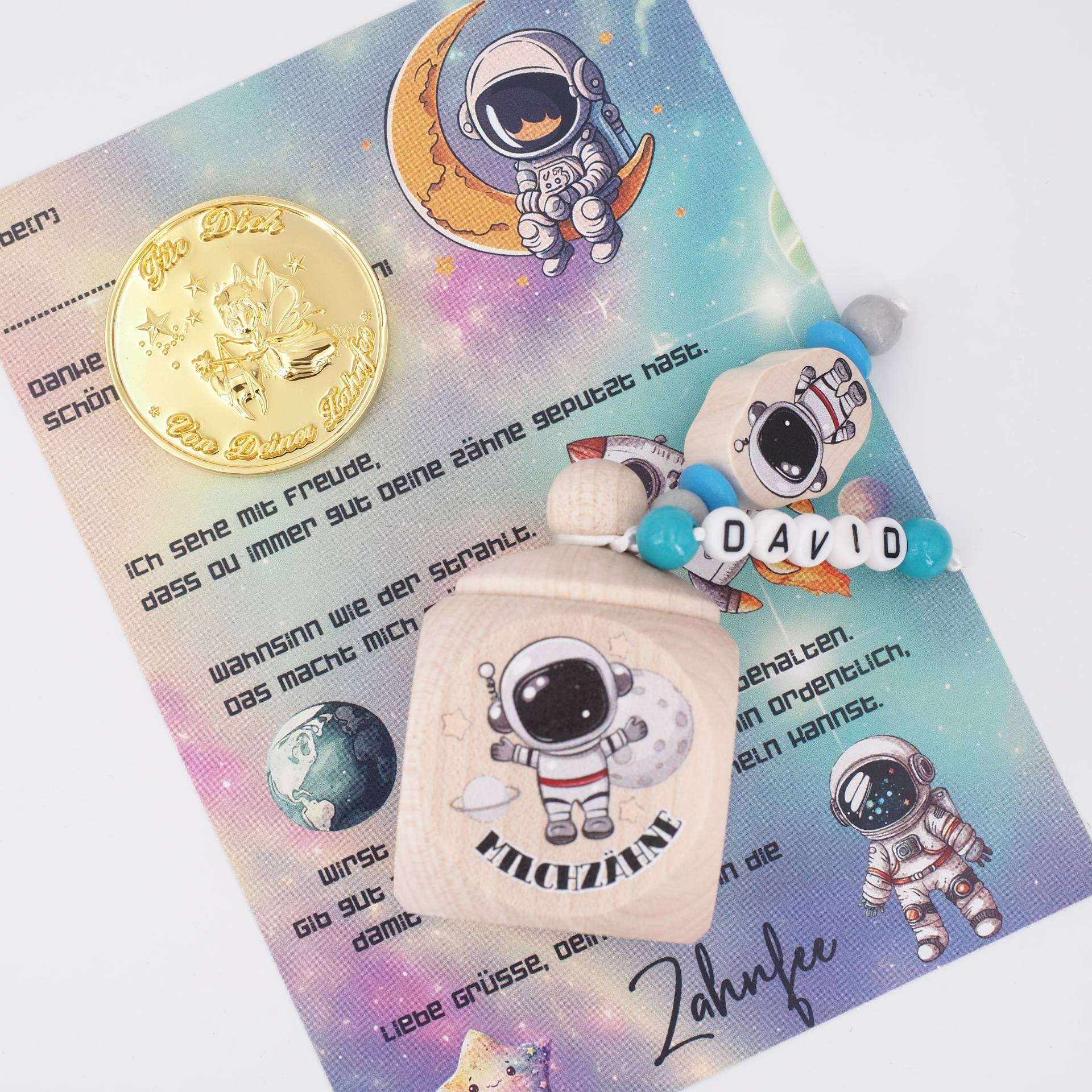 Milchzahndose Astronaut Mit Namen & Zahnfee Brief Goldmünze von Etsy - MotzisBunteWelt2014