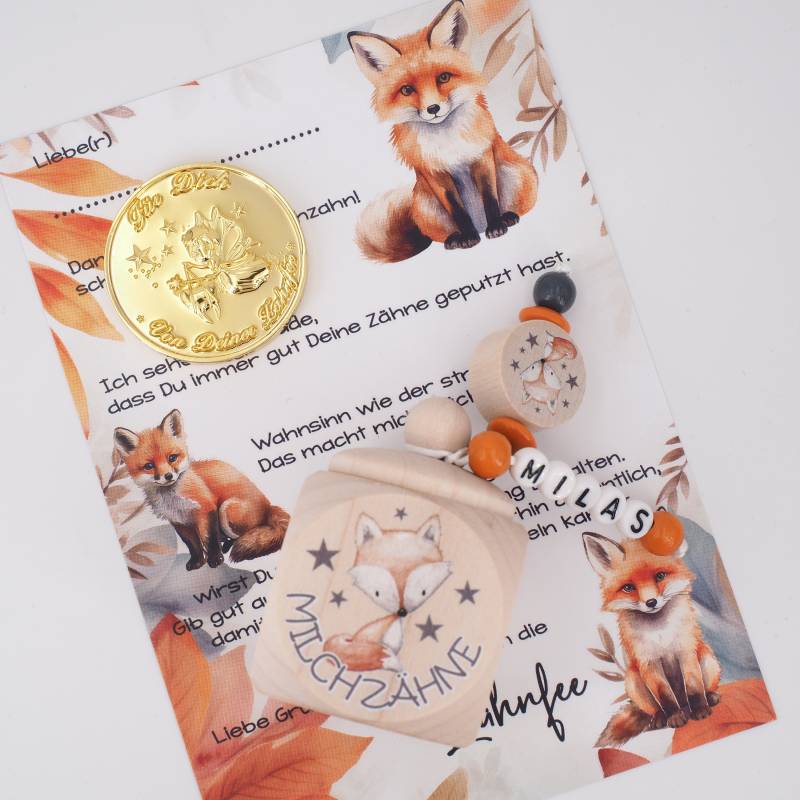 Milchzahndose Fuchs Mit Namen & Zahnfee Brief Goldmünze von Etsy - MotzisBunteWelt2014