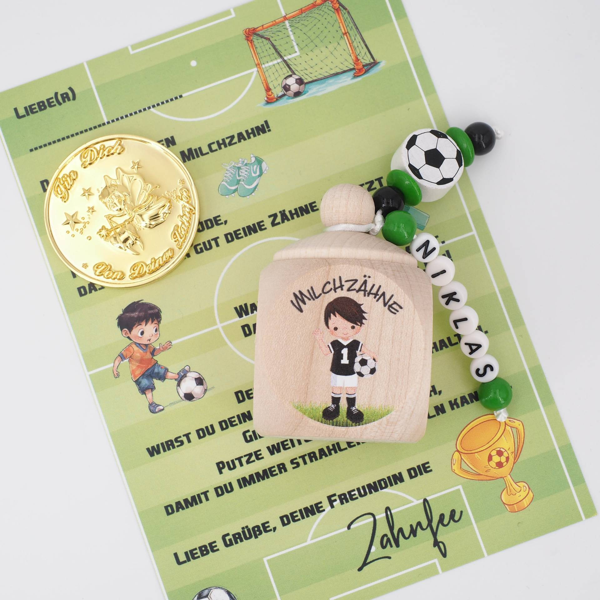 Milchzahndose Fußball Mit Namen & Zahnfee Brief Goldmünze von Etsy - MotzisBunteWelt2014