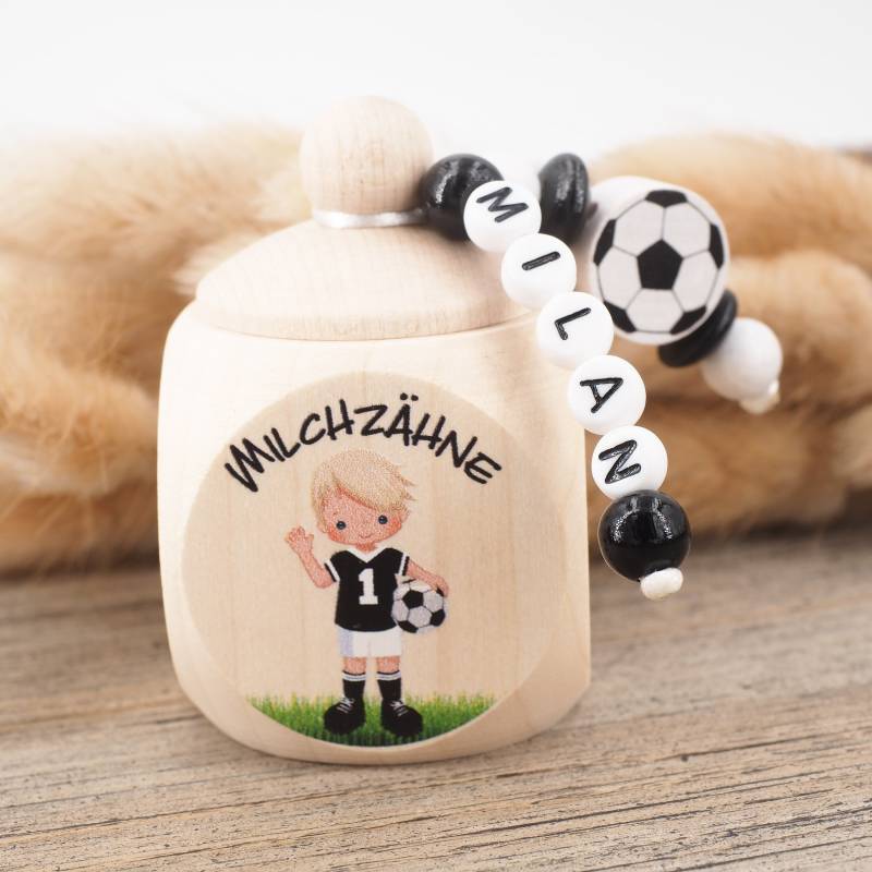 Milchzahndose Mit Namen Fußball Blonde Haare von Etsy - MotzisBunteWelt2014