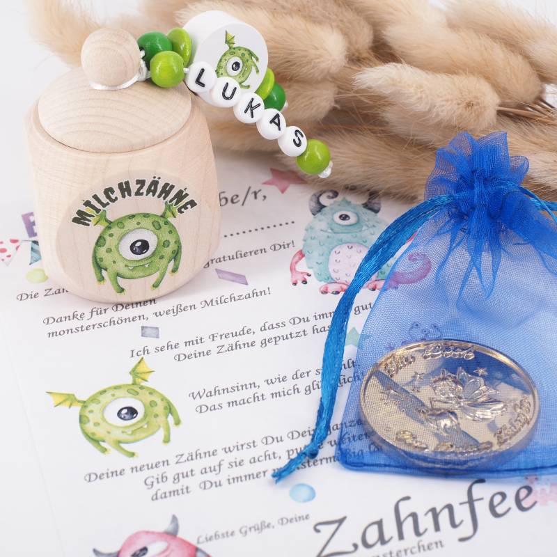 Milchzahndose Monster & Zahnfee Brief Mit Goldmünze Namen von Etsy - MotzisBunteWelt2014