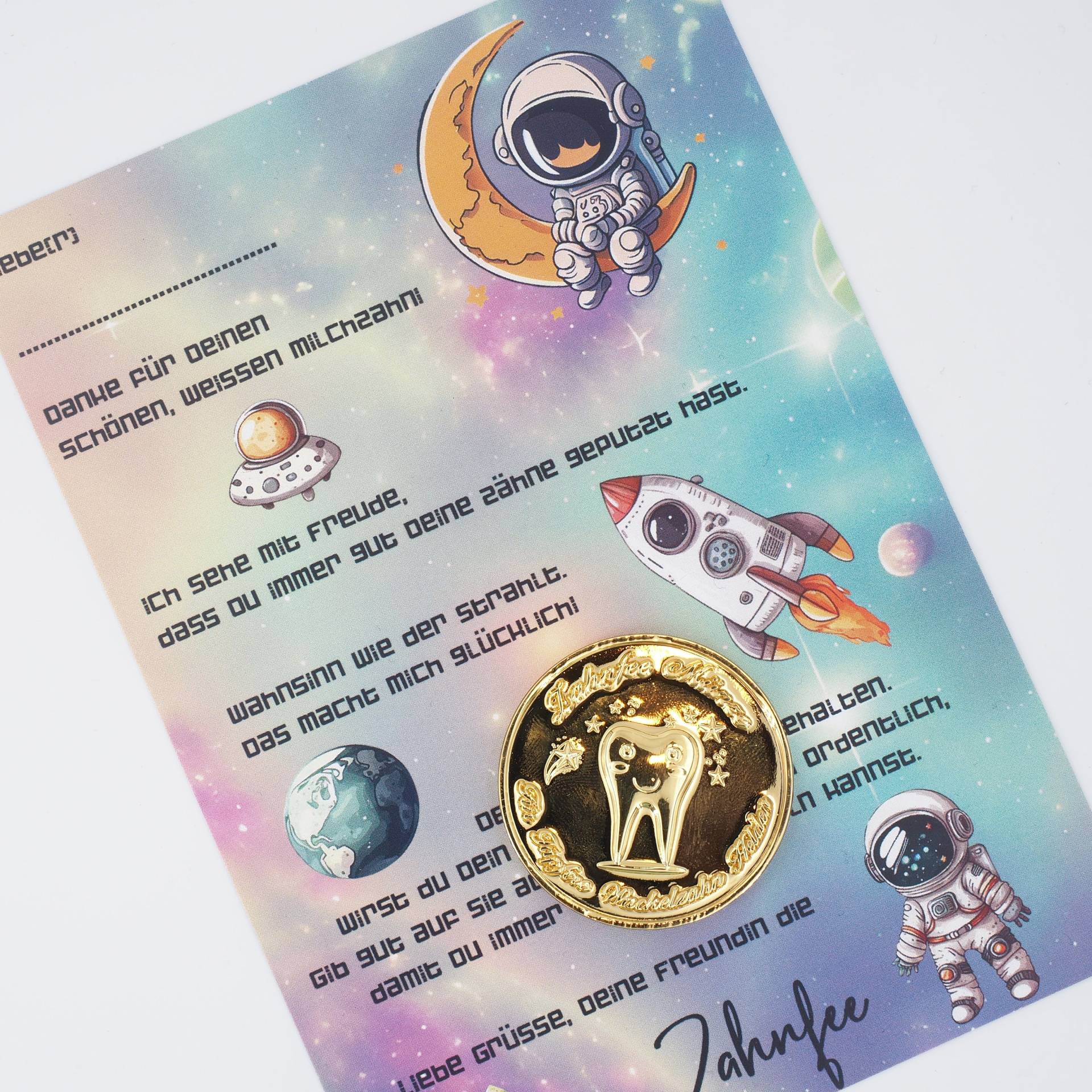 Zahnfee Brief Karte Astronaut Mit Goldmünze von Etsy - MotzisBunteWelt2014