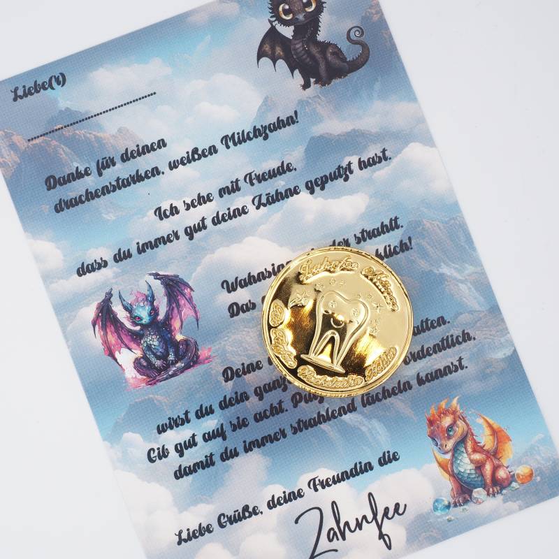 Zahnfee Brief Karte Drache Mit Goldmünze von Etsy - MotzisBunteWelt2014