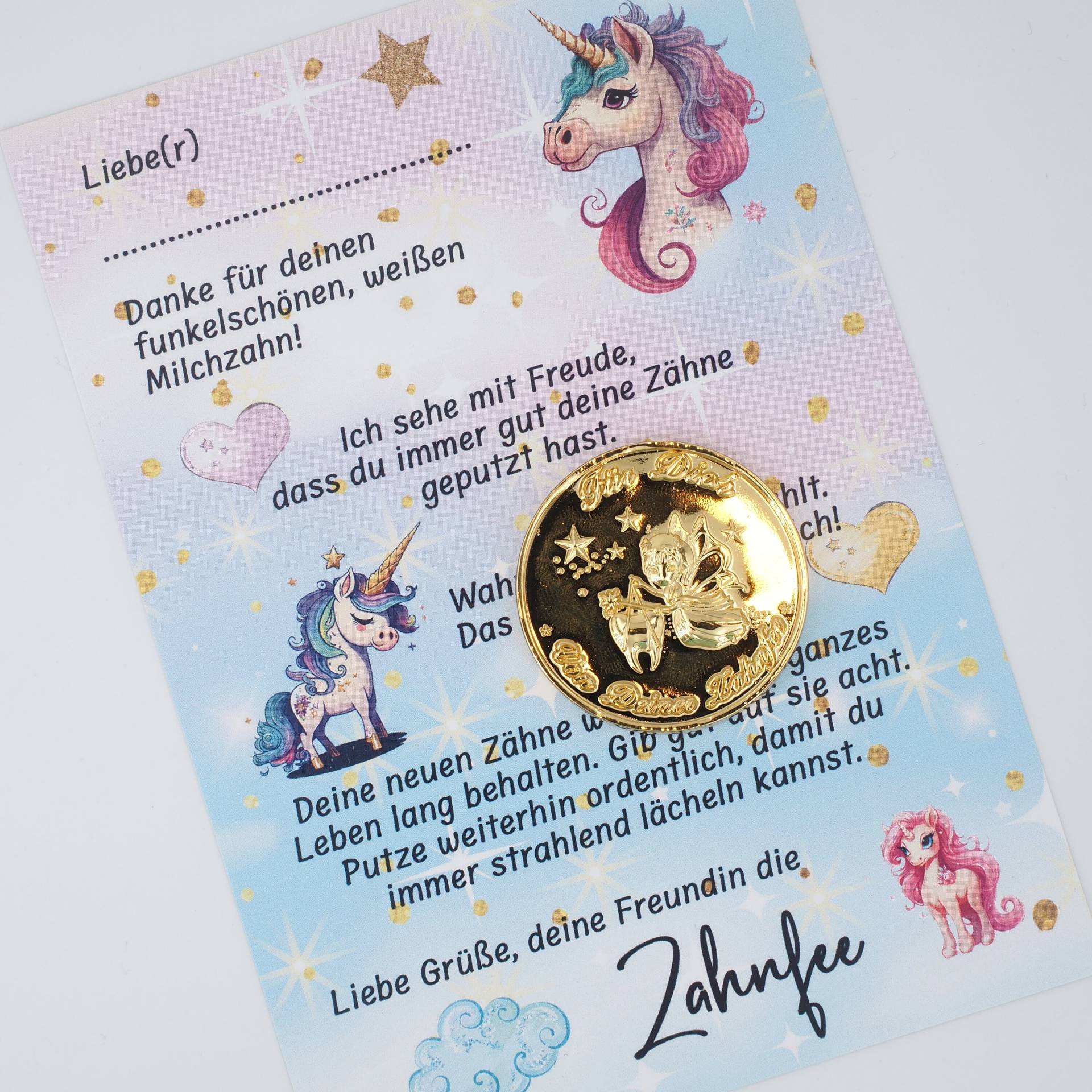 Zahnfee Brief Karte Einhorn Mit Goldmünze von Etsy - MotzisBunteWelt2014