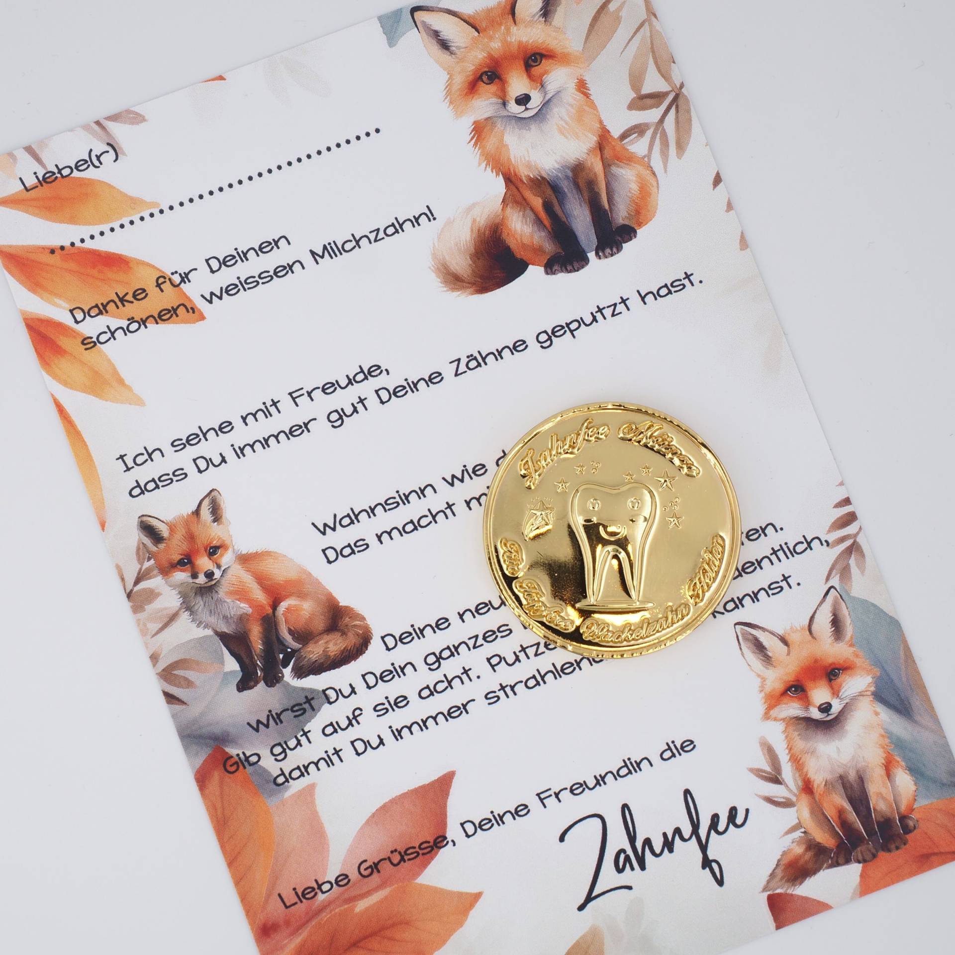 Zahnfee Brief Karte Fuchs Mit Goldmünze von Etsy - MotzisBunteWelt2014