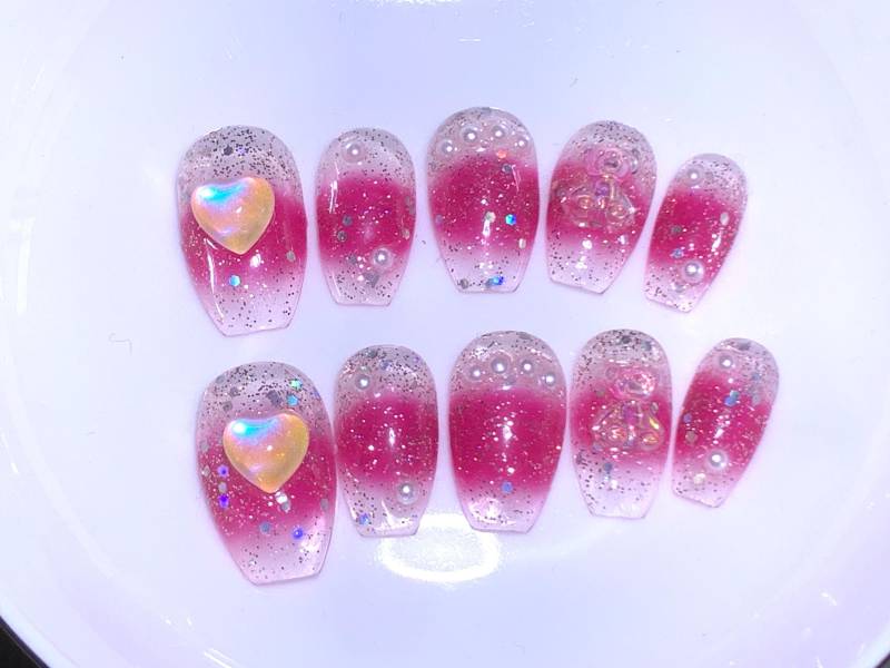 Fairy Lady Sweetheart Press On Pink Nails Beauty/Birnenparty Nails/Y2K Kawaii Melting Cute Fake Art von Etsy - MouadDesignWaren