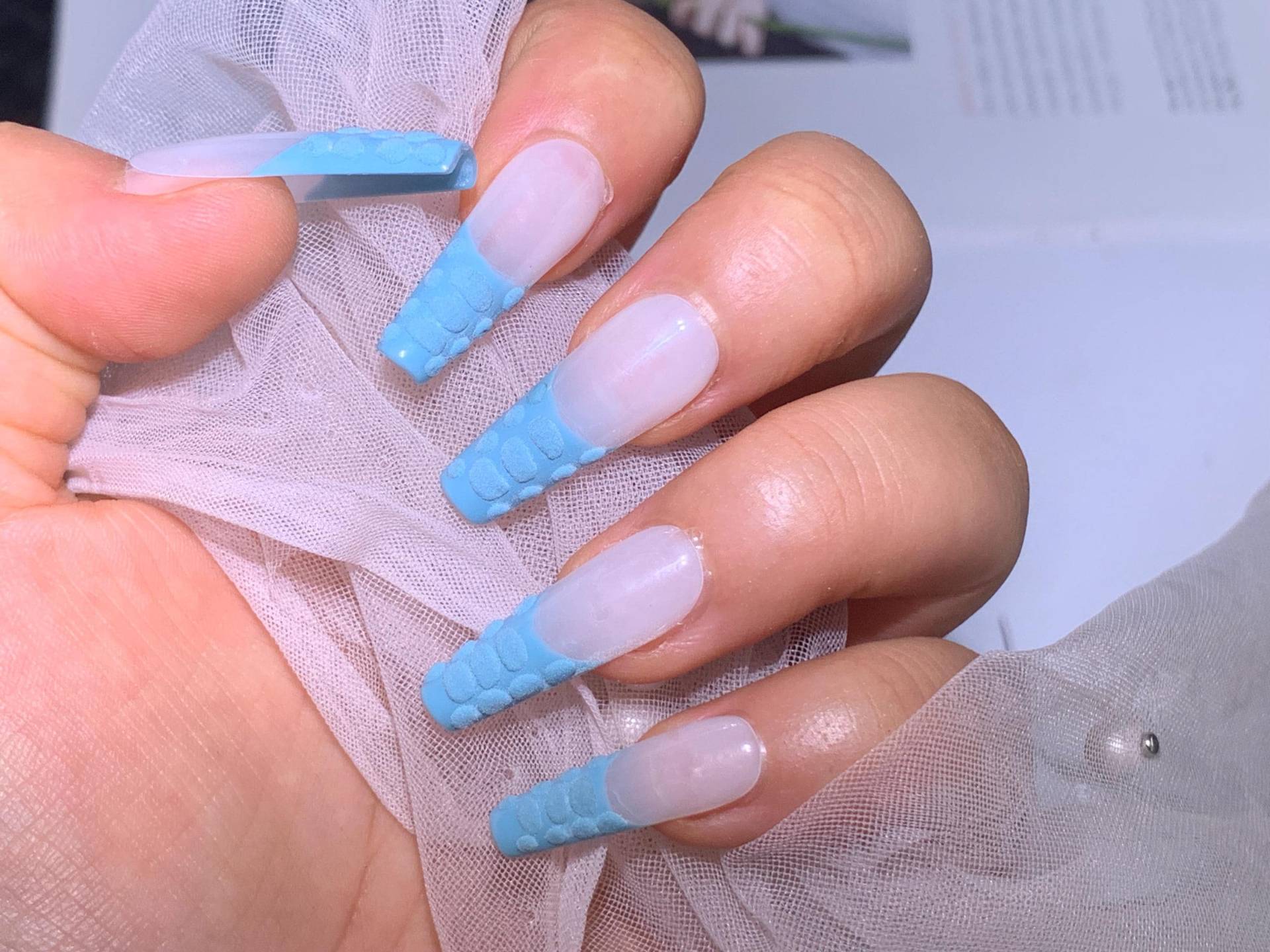 Handgemachte Weiße + Blaue Herzen Weiß Süße Press On Nails Sommer Nägel Y2K Dopamin von Etsy - MouadDesignWaren