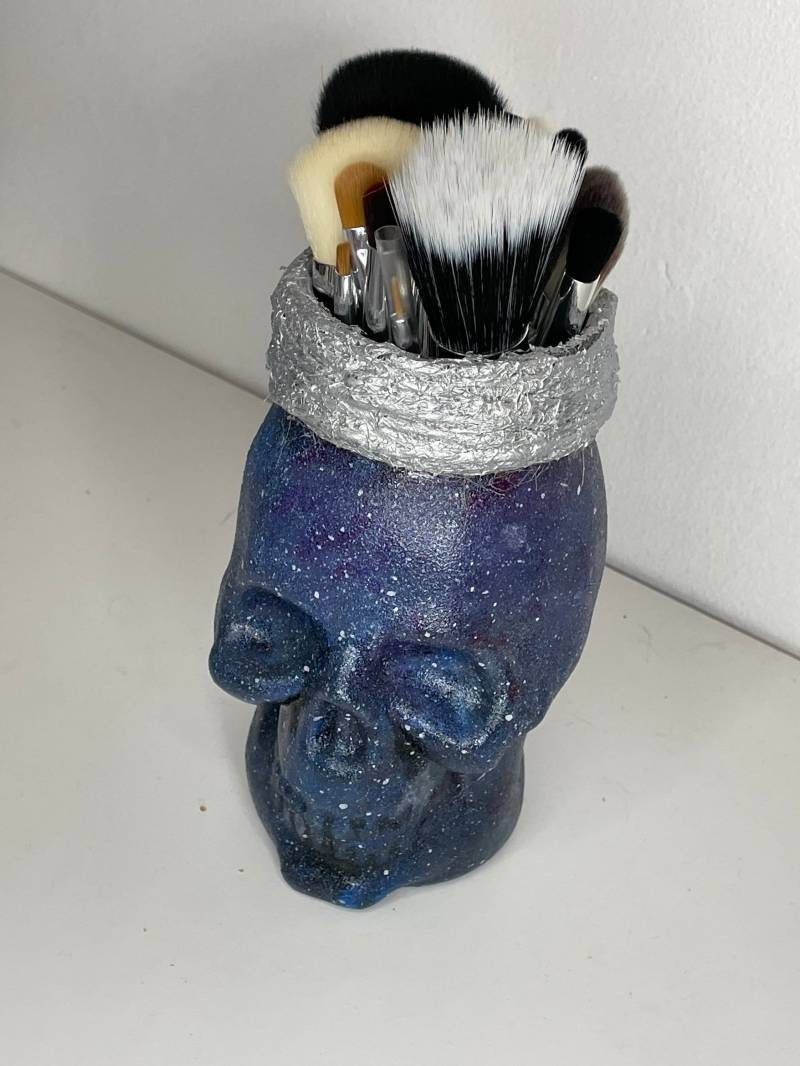 Galaxy Skull Mason Jar Pinselhalter/Kleine Vase von Etsy - MyDarkenedSoul