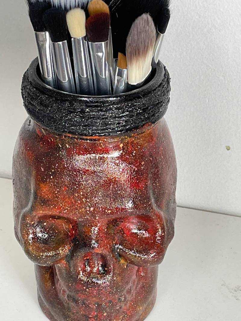 Galaxy Skull Mason Jar Pinselhalter/Kleine Vase von Etsy - MyDarkenedSoul