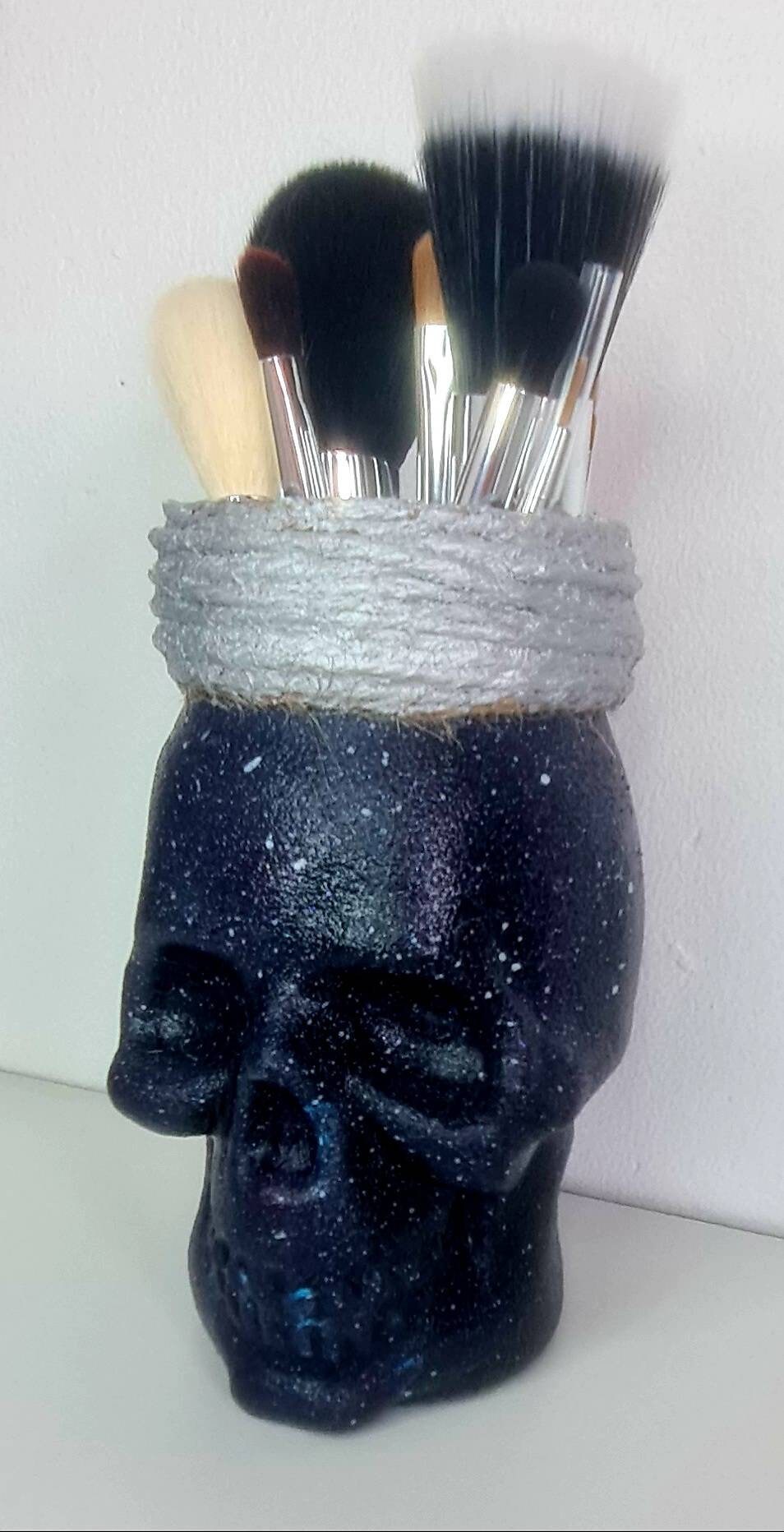 Galaxy Skull Mason Jar Pinselhalter/Kleine Vase von Etsy - MyDarkenedSoul