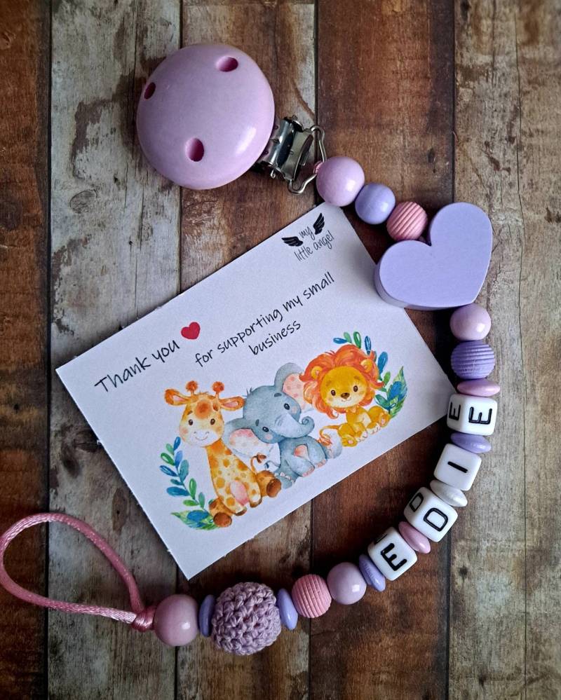 Personalisierte Hölzerne Herz Schnullerclip | Handarbeit Baby Junge, Mädchen Baby-Dusche-Geschenk Gratis Mam Adapter Schneller Versand von Etsy - MyLittleAngelGB