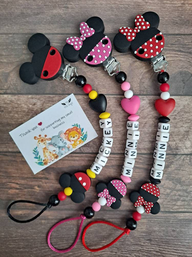 Personalisierte Maus Schnullerclip | Geschenk Babyparty Schnullerkette Baby Mädchen Junge Mam von Etsy - MyLittleAngelGB