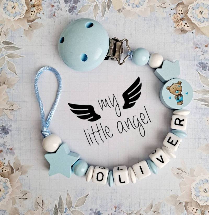 Personalisierte Tatty Teddy Schnuller-Clip | Geschenk Babyparty Baby Junge Mädchen Unisex Schnullerkette Mam Handmade Ich Zu Dir von Etsy - MyLittleAngelGB